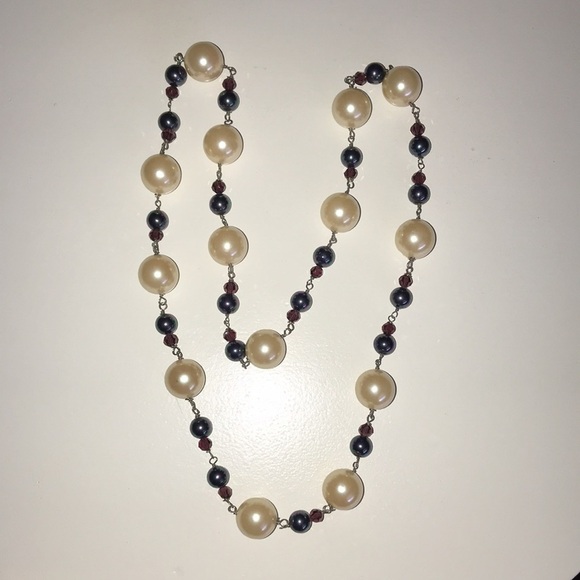 Handmade Necklace - Swarovski Amethyst & Pearl​​​ - Picture 1 of 4